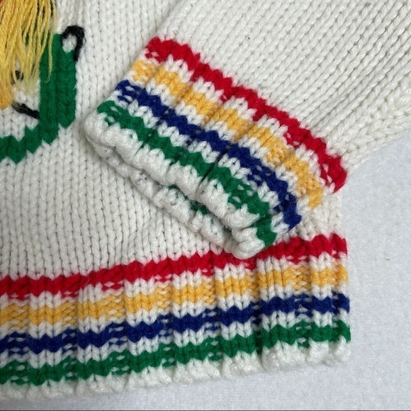 Vintage Cat Tricycle Sweater Toddler 3T Rainbow Knit Novelty Kids - Picture 2 of 6